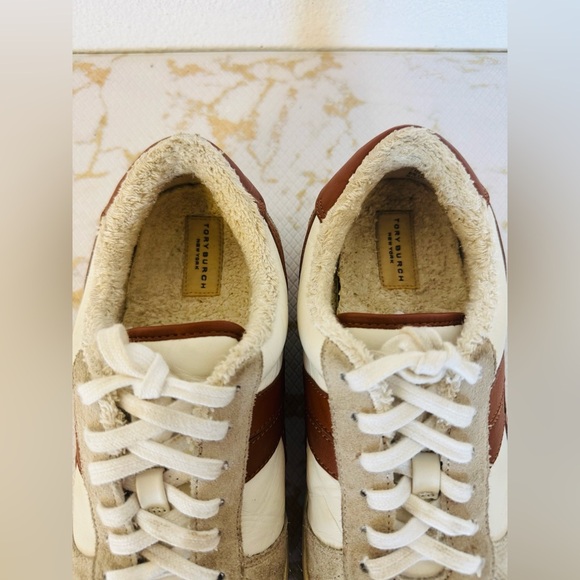 🔥🔥FINAL CLEARENACE 🔥🔥 TORY BURCH Hank Mixed Leather Retro Sneakers - Picture 3 of 7